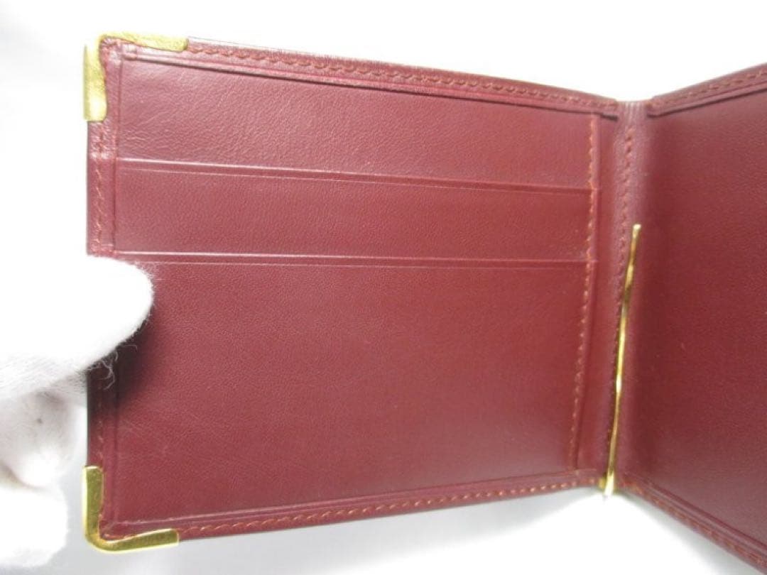 カルティエ 二つ折りマネークリップ 札入れ マネークリップ ボルドー エンジ