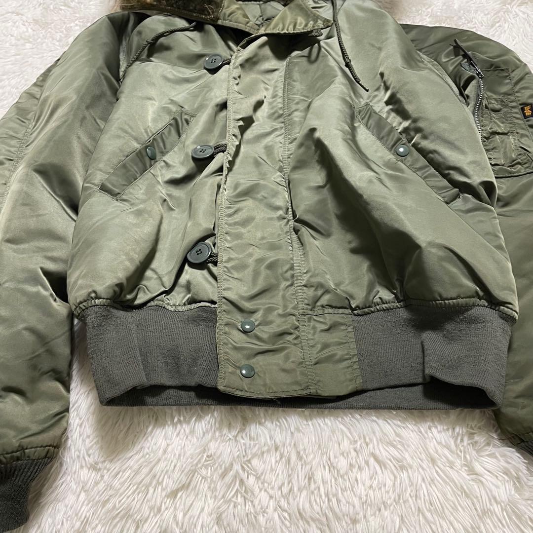 USA 90s ALPHA アルファ N-2B フライトジャケット L カーキ