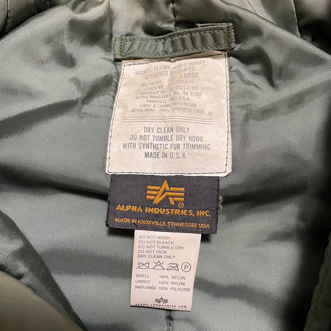 USA 90s ALPHA アルファ N-2B フライトジャケット L カーキ