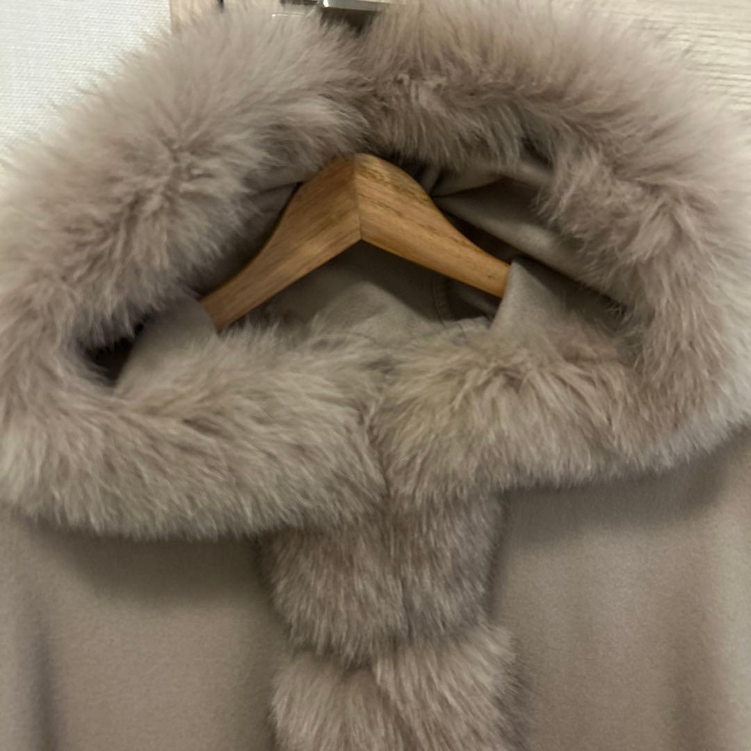 SAGA FURS カシミヤ100% ポンチョ マント ブルーフォックス