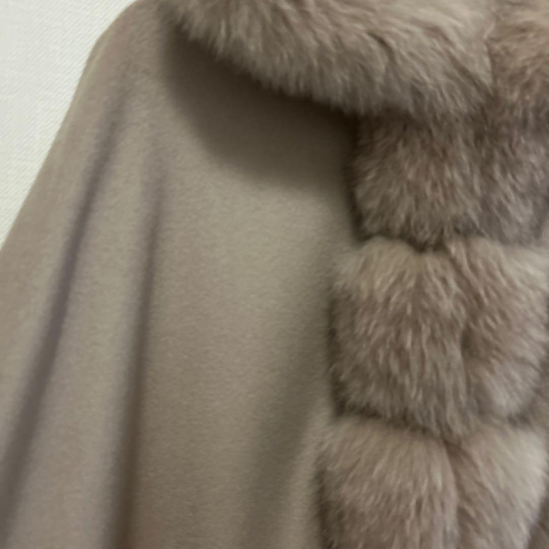 SAGA FURS カシミヤ100% ポンチョ マント ブルーフォックス