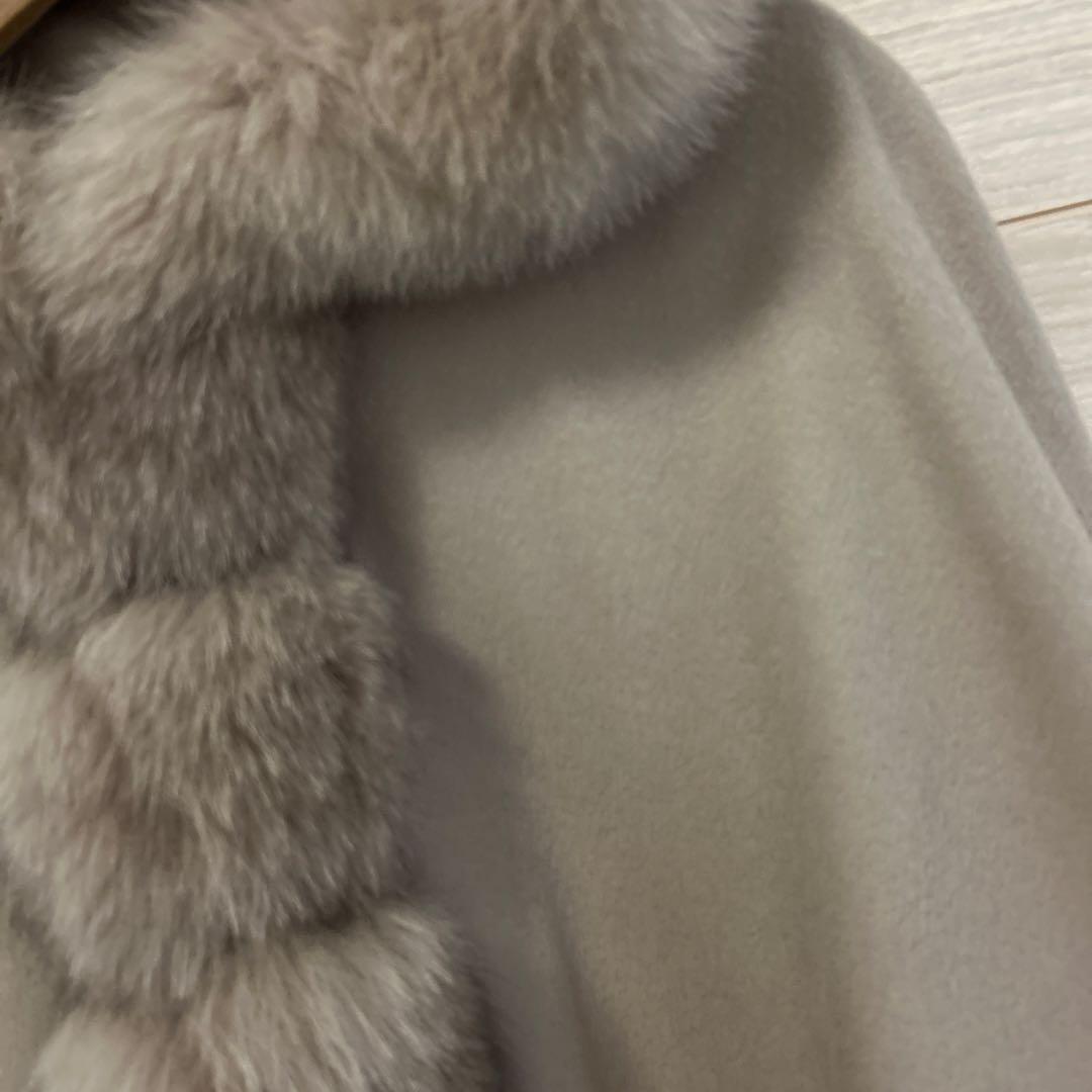 SAGA FURS カシミヤ100% ポンチョ マント ブルーフォックス