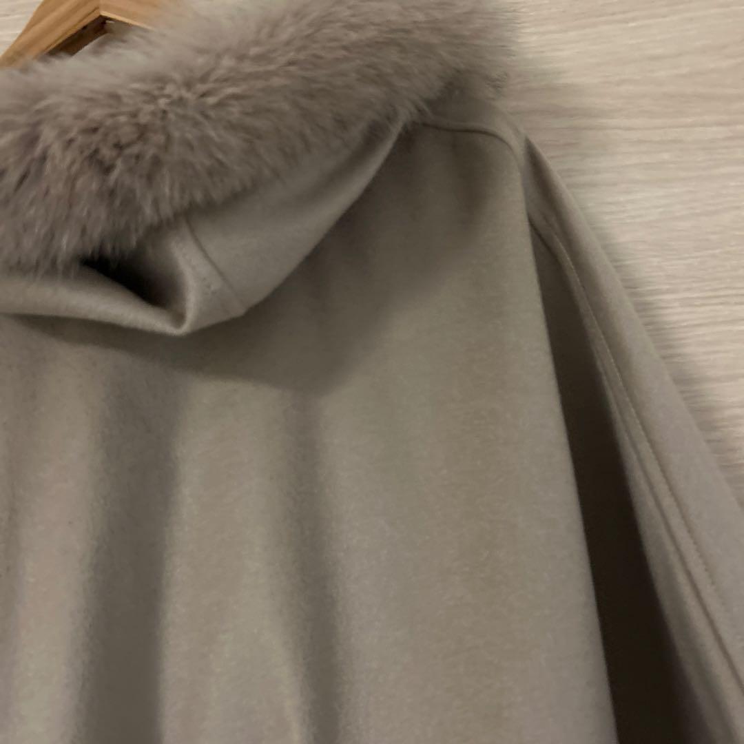 SAGA FURS カシミヤ100% ポンチョ マント ブルーフォックス