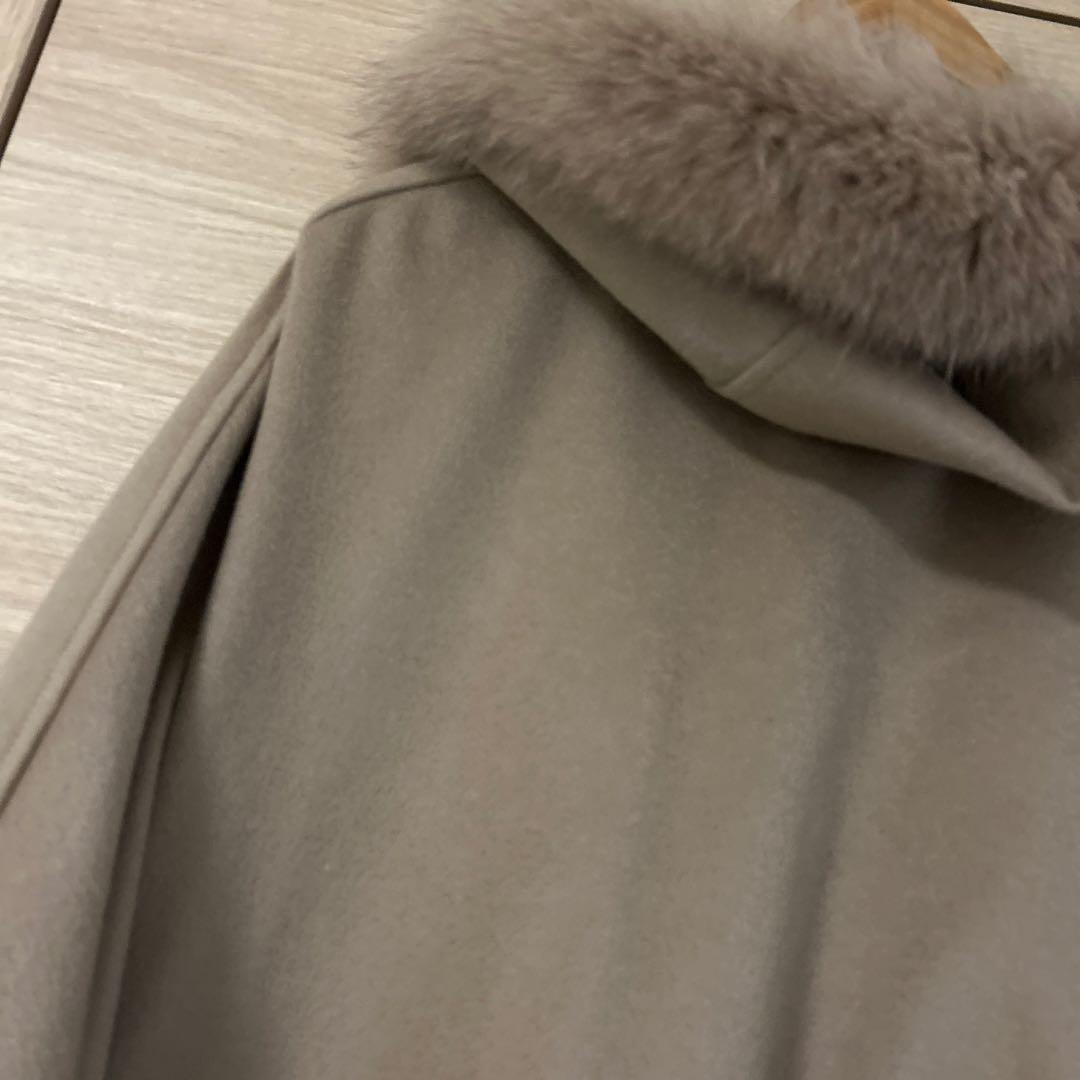 SAGA FURS カシミヤ100% ポンチョ マント ブルーフォックス