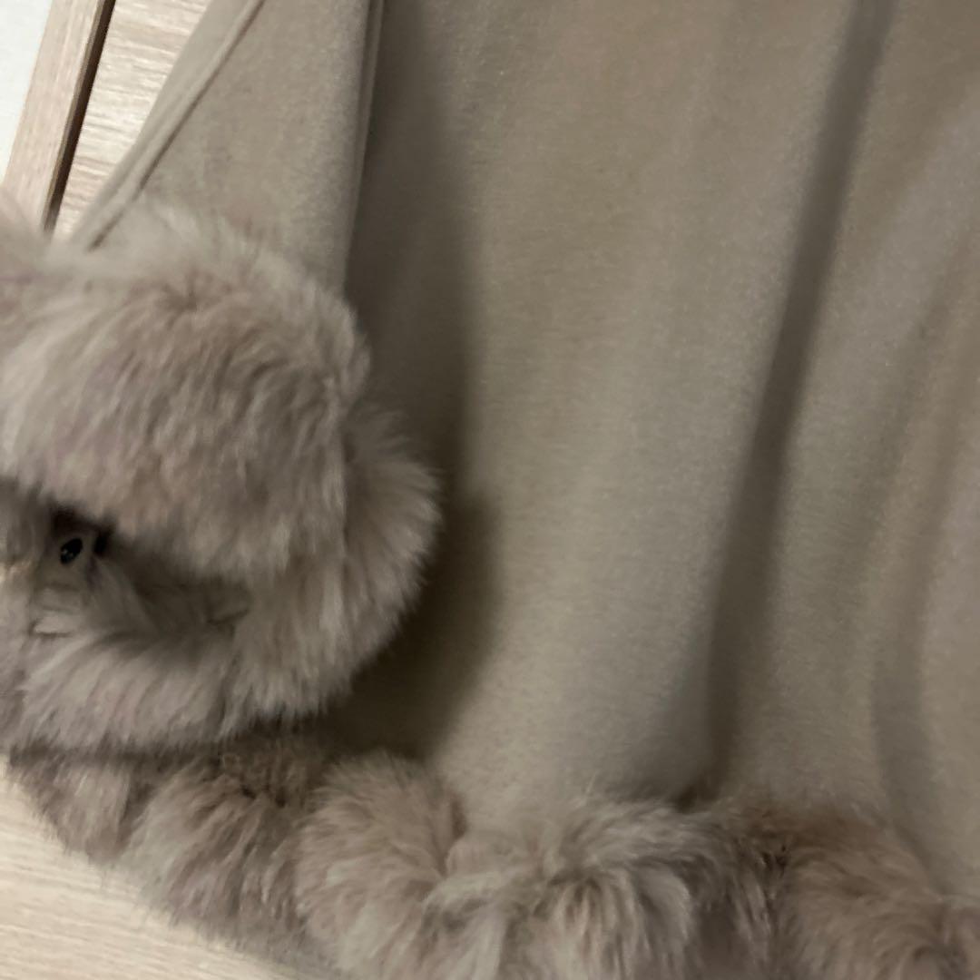 SAGA FURS カシミヤ100% ポンチョ マント ブルーフォックス
