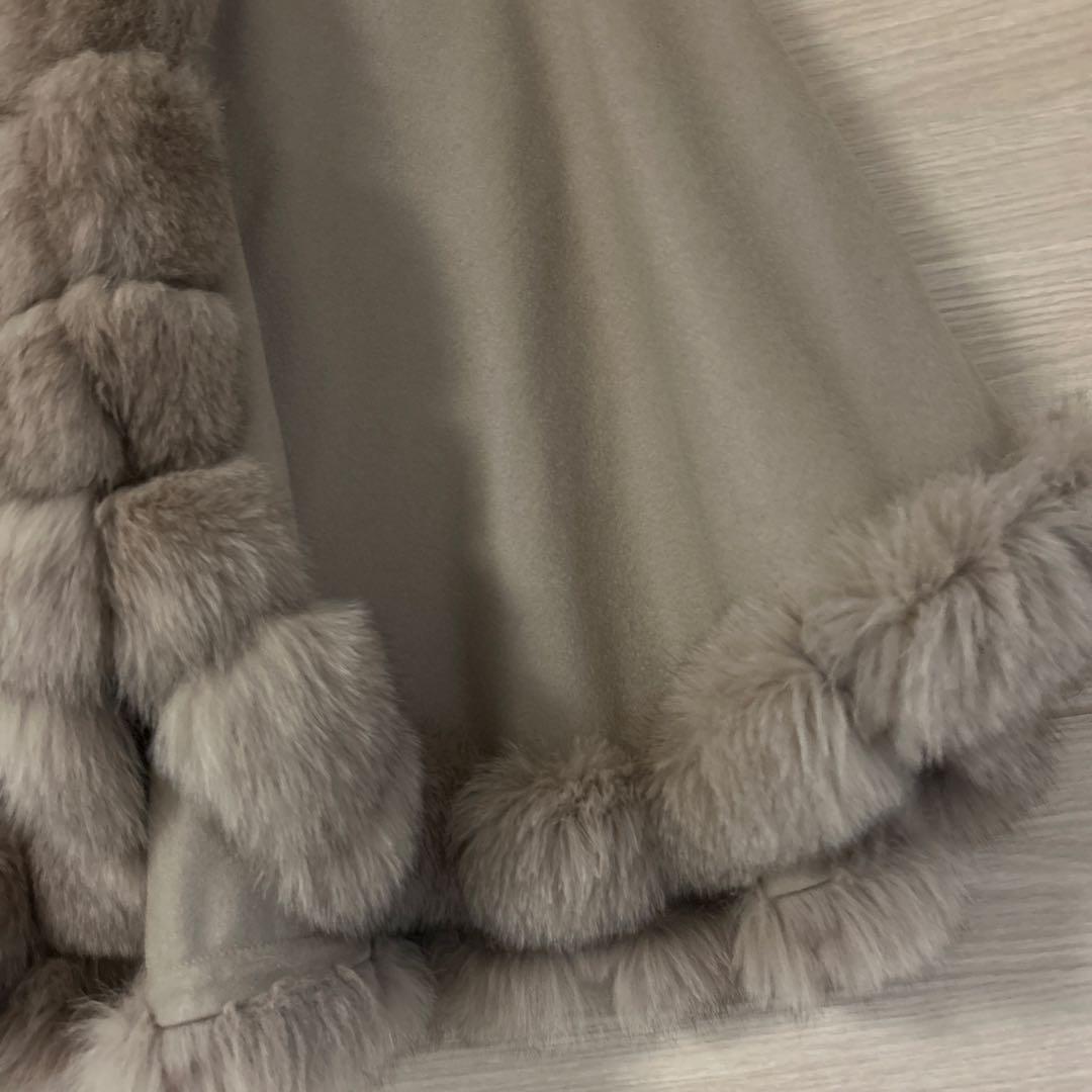 SAGA FURS カシミヤ100% ポンチョ マント ブルーフォックス