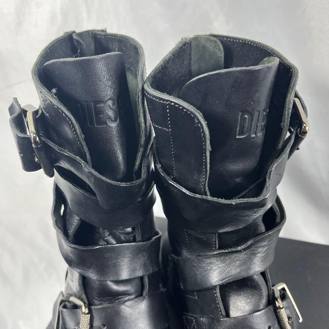 DIESEL BLACK GOLDブラック ワークブーツ ストラップ付き