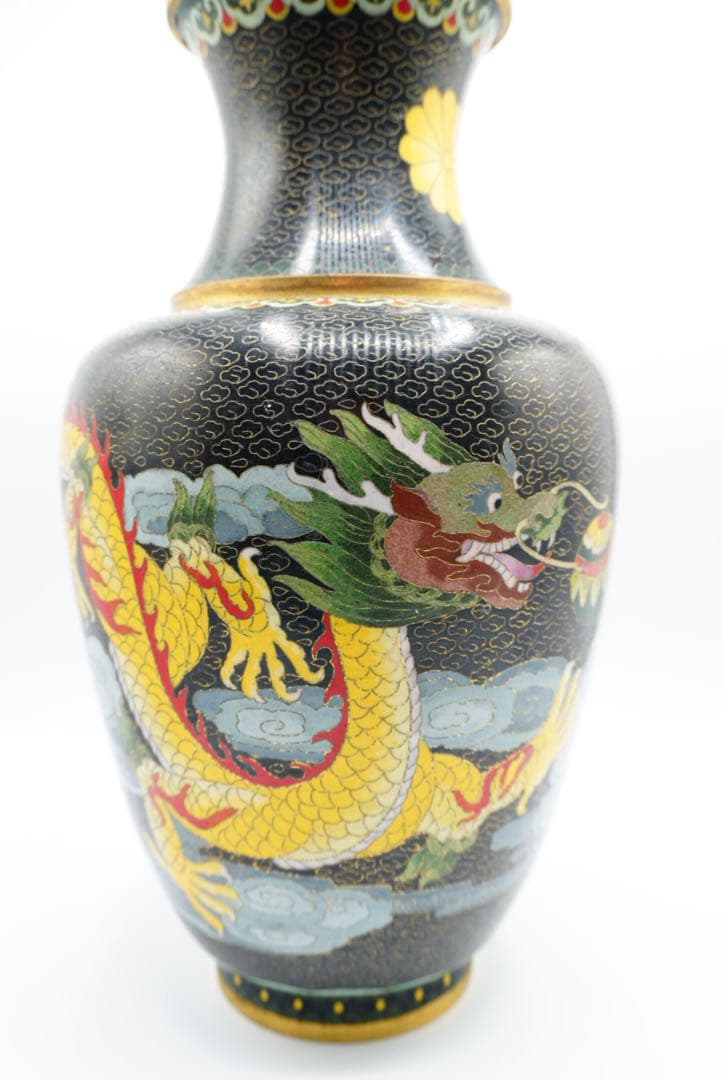 中国古玩 七宝龍鳳瓶　天皇皇后即位十周年記念