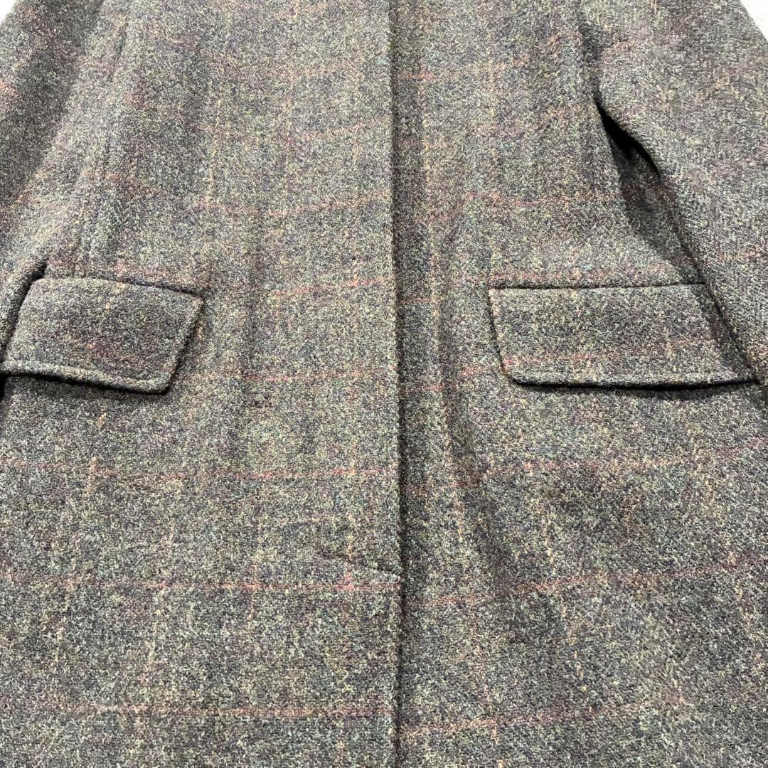 1170【美品】ハリスツイード スピックアンドスパン ツイード コート 緑