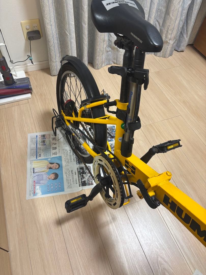 福岡限定　HUMMER 折りたたみ自転車 イエロー ノーパンクタイヤ