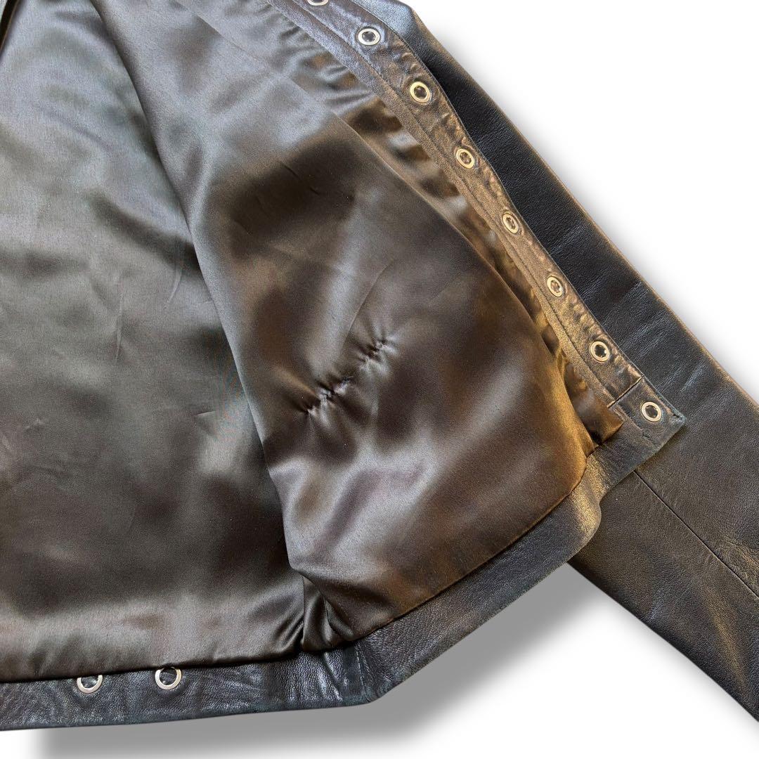 希少 アニエスベースペシャル プレッション ラムレザー ノーカラージャケット 黒