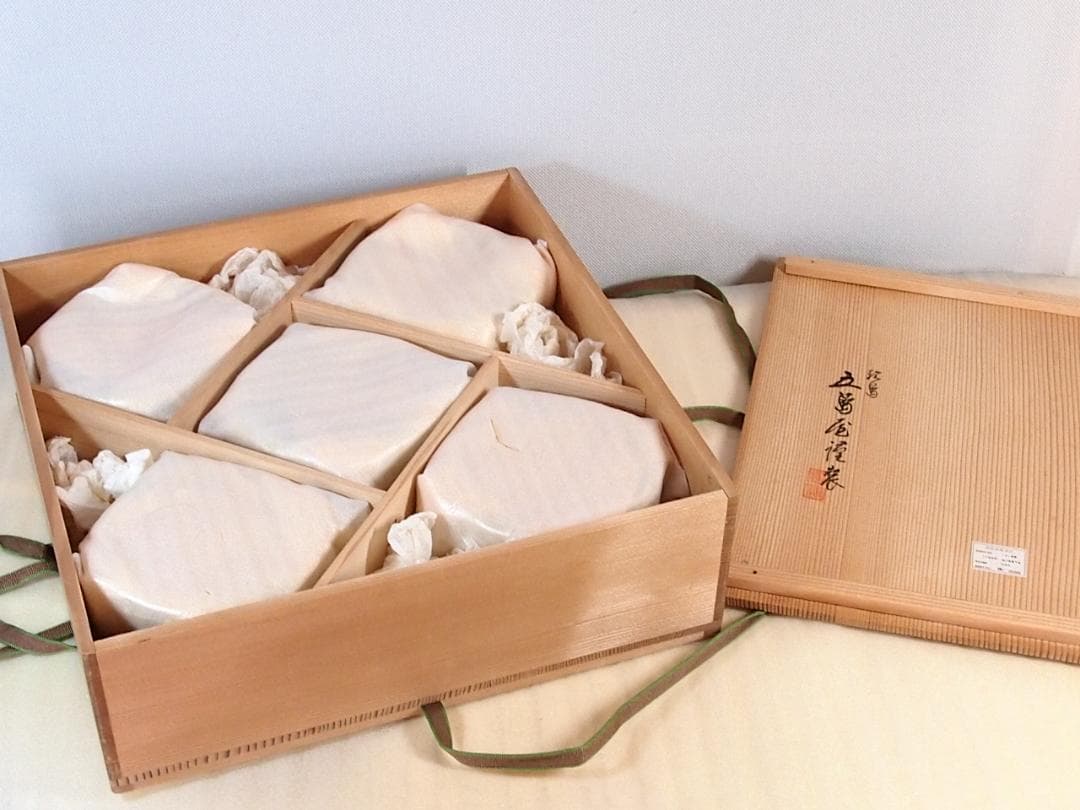 【美品】輪島塗 五島屋謹製 絵変わり草花蒔絵 煮物椀5客 雑煮椀/大椀 漆器食器