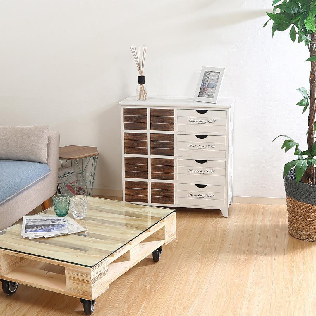 カントリーテイスト マルチチェスト 4段12杯