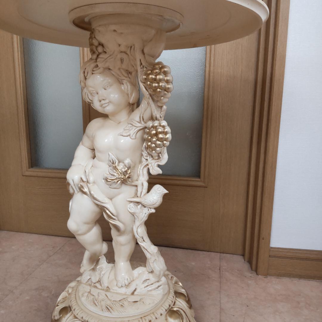 象嵌プリント　西洋アンティーク風　新品　サイドテーブル　組み立て　ピンク付箋