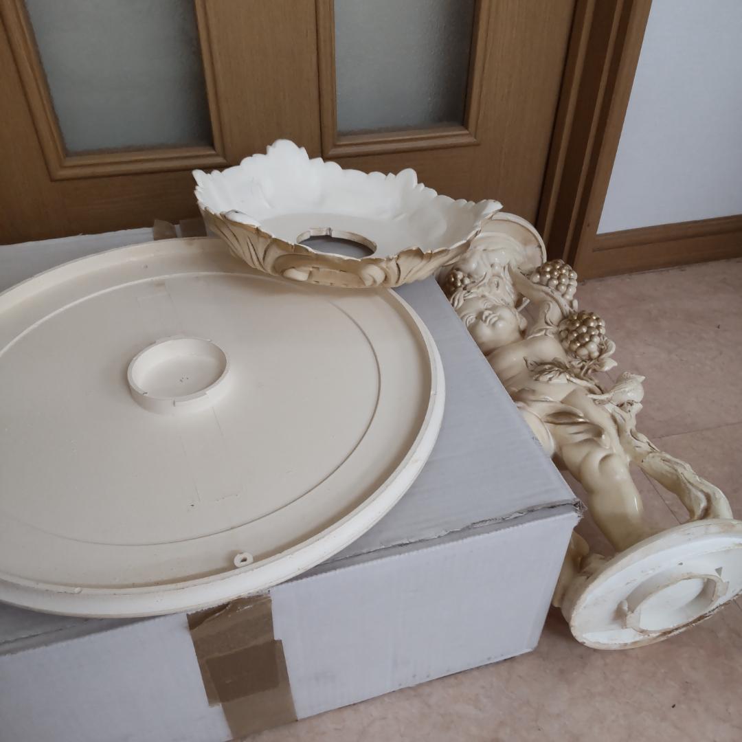 象嵌プリント　西洋アンティーク風　新品　サイドテーブル　組み立て　ピンク付箋