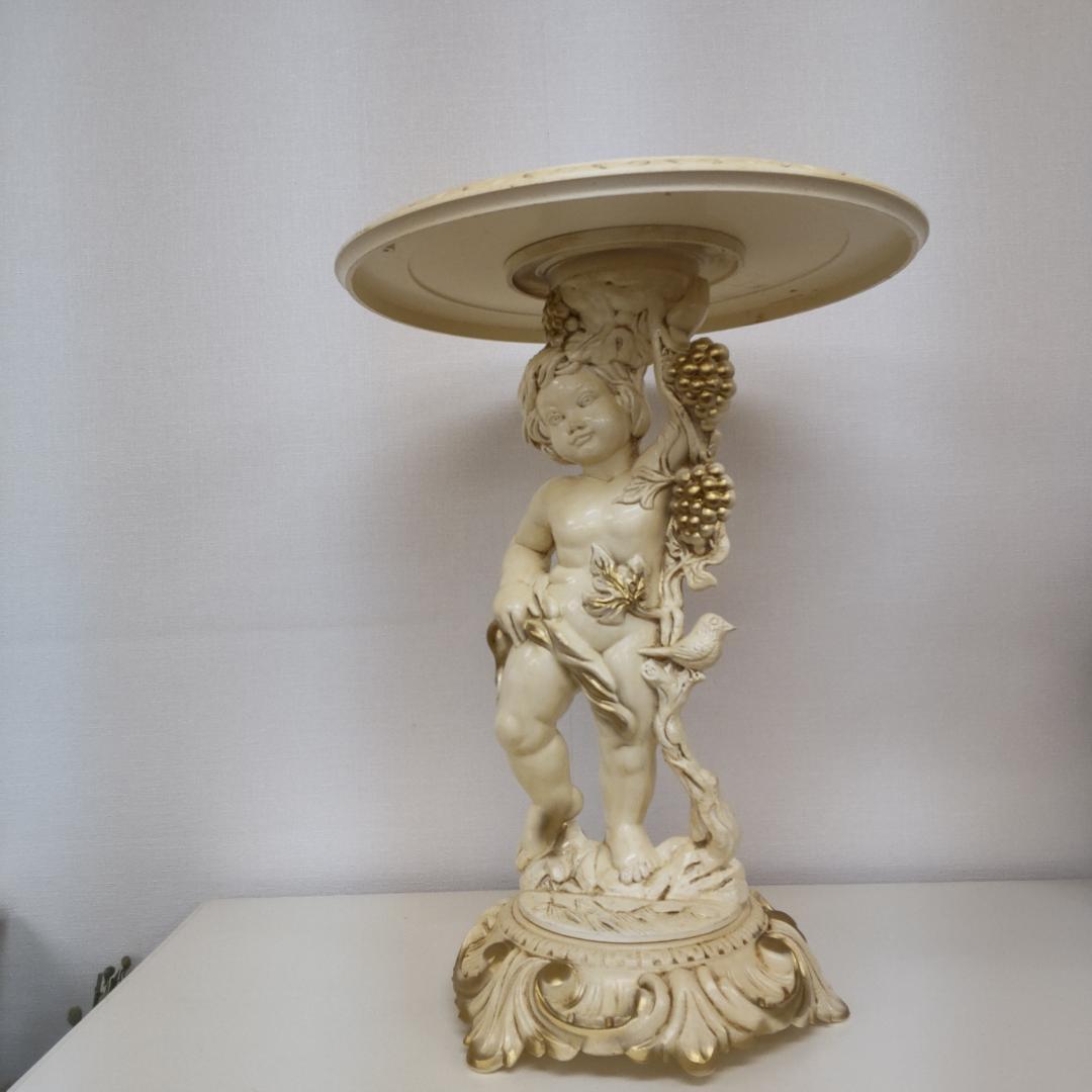 象嵌プリント　西洋アンティーク風　新品　サイドテーブル　組み立て　ピンク付箋