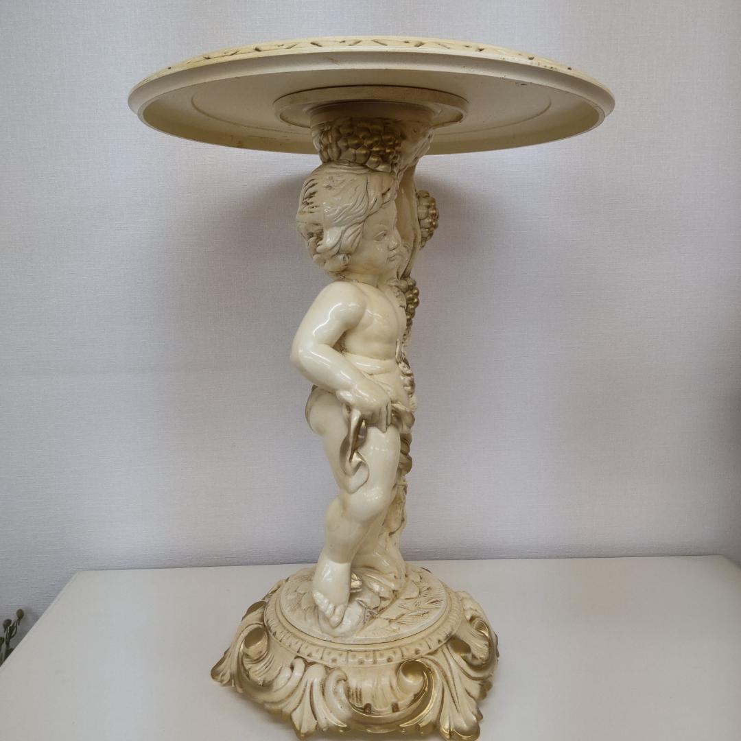 象嵌プリント　西洋アンティーク風　新品　サイドテーブル　組み立て　ピンク付箋