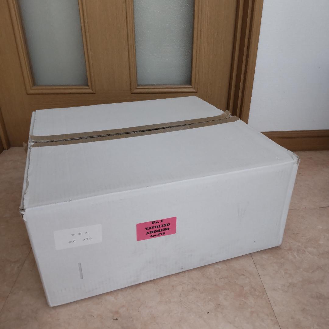 象嵌プリント　西洋アンティーク風　新品　サイドテーブル　組み立て　ピンク付箋