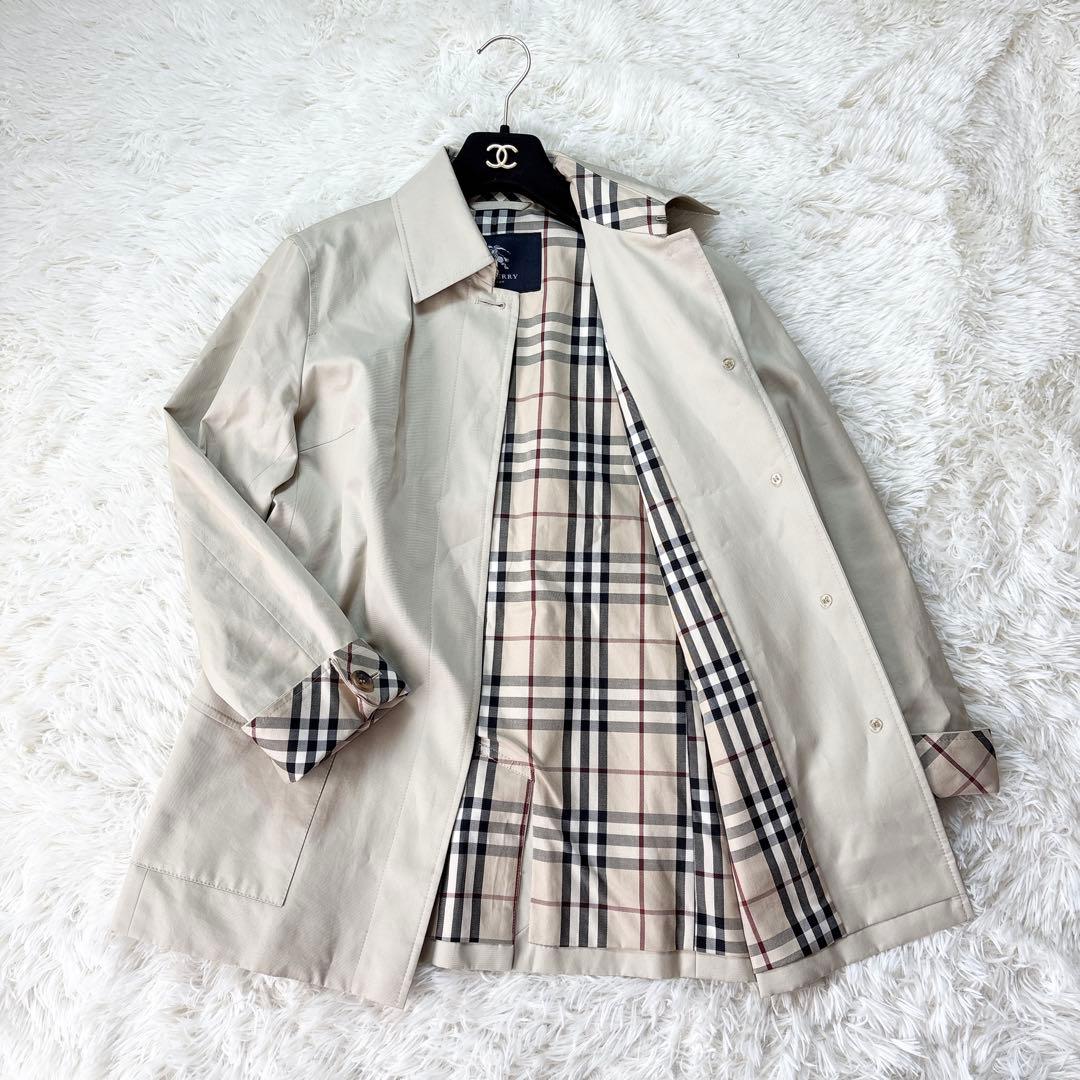 Anybuyバーバリーロンドン ステンカラーコート 裏地ノバチェック