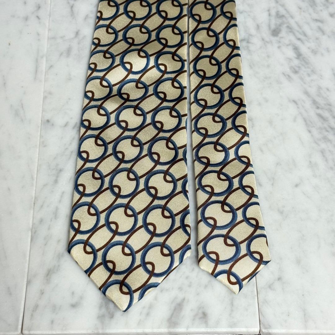 FRANCO BASSI ネクタイ オフホワイト アイボリー パターン柄