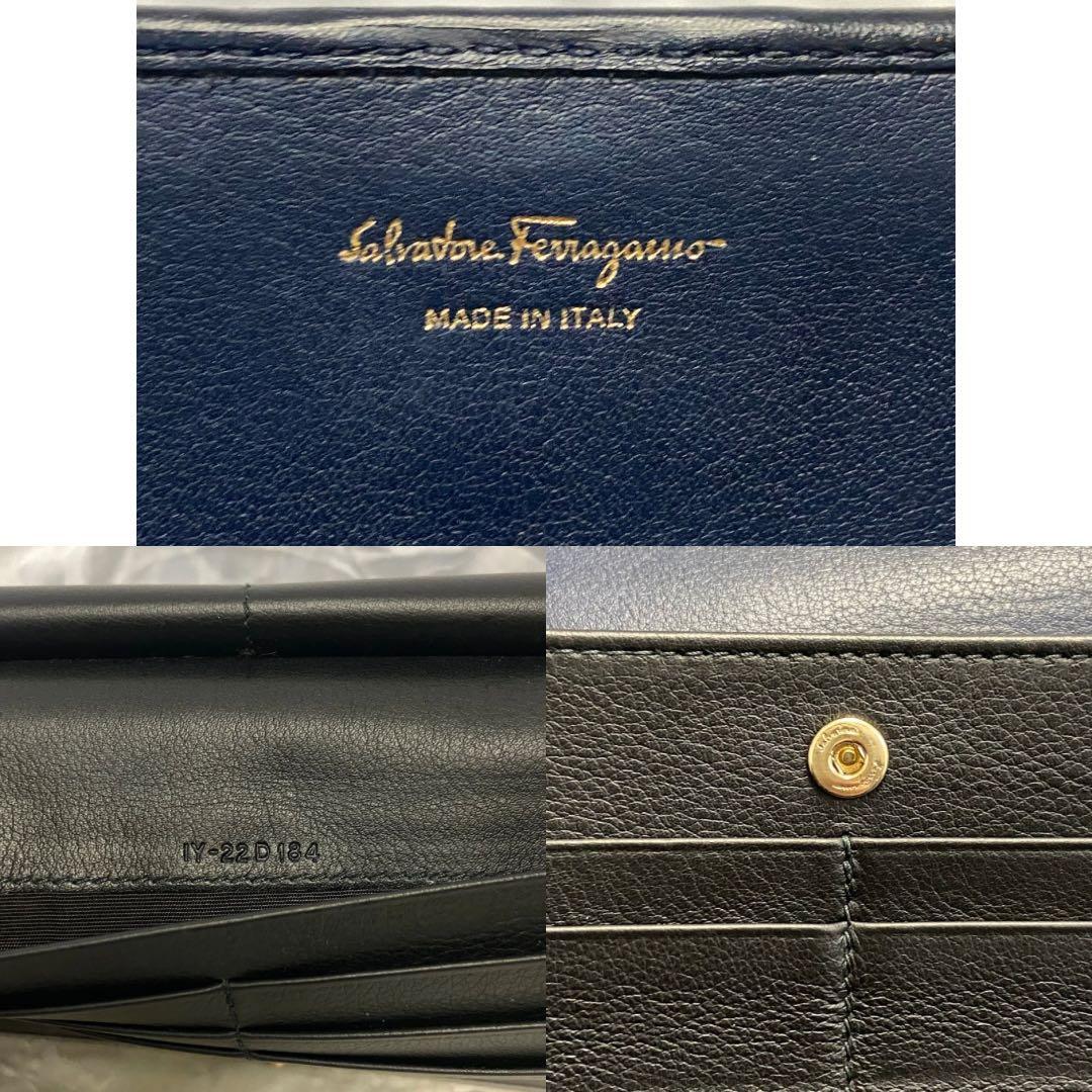 【美品】Salvatore Ferragamo 三つ折り財布 ネイビー/グレー