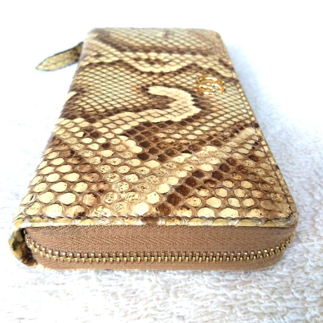 GUCCI グッチ パイソン ラウンドジップ 長財布 GGマーモント