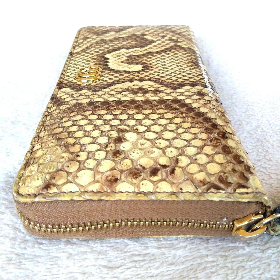 GUCCI グッチ パイソン ラウンドジップ 長財布 GGマーモント