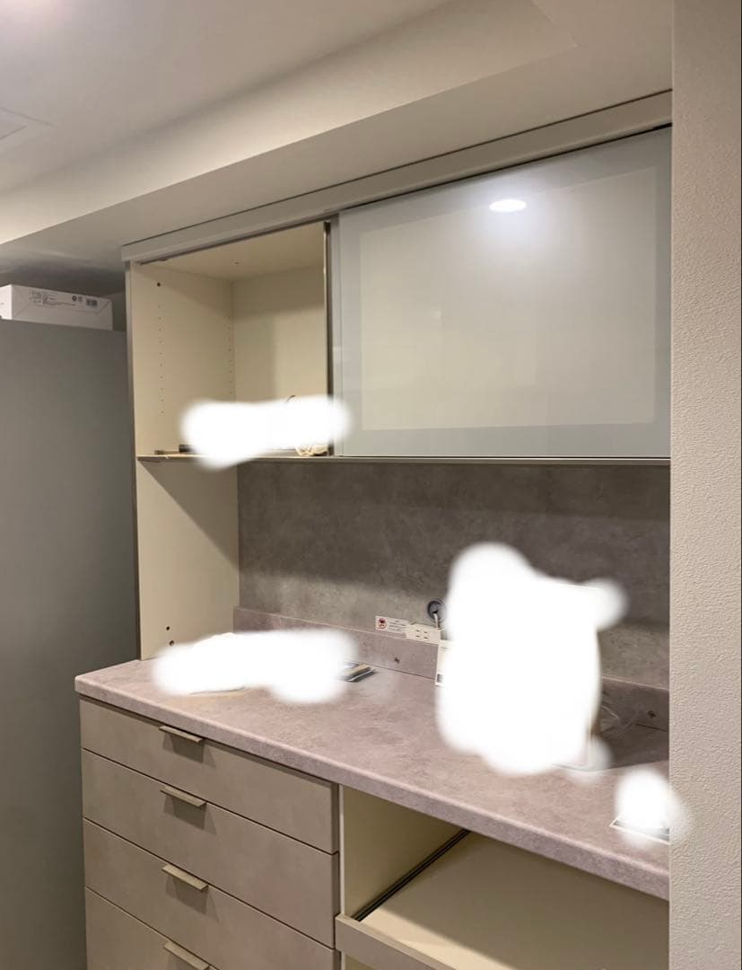 【Pamouna】140幅　RU 食器棚 下台オープンタイプ　ダストボックス付き