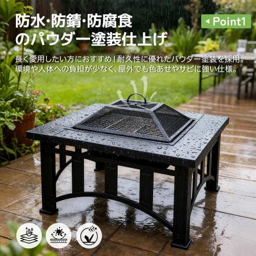 超人気！屋外 BBQコンロ ファイヤーピット 焚き火台 Black