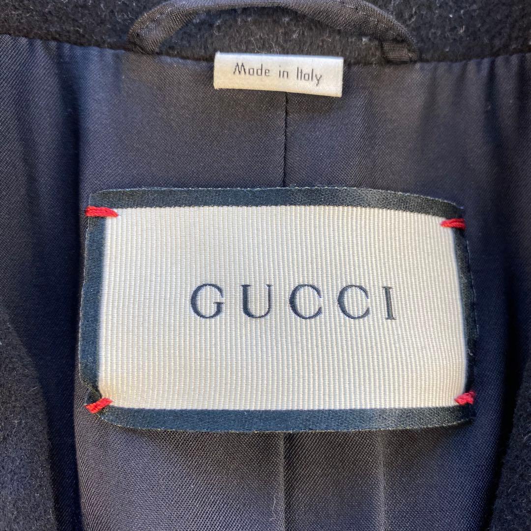 現行タグ◎GUCCI グッチ　チェスターコート　ウール　ブラック　黒　近年モデル
