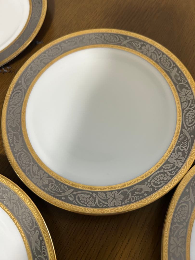 大倉陶園　白金金蝕 唐草葡萄　デザートプレート　16.8cm 6枚セット