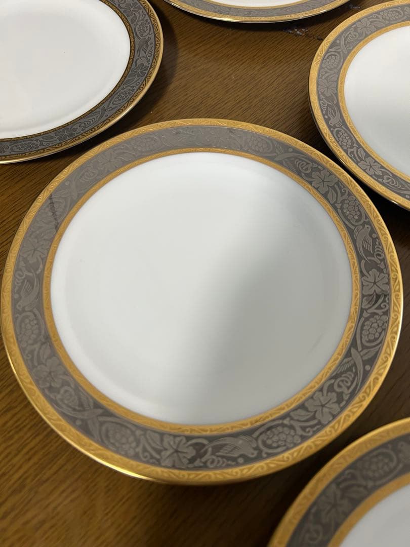 大倉陶園　白金金蝕 唐草葡萄　デザートプレート　16.8cm 6枚セット