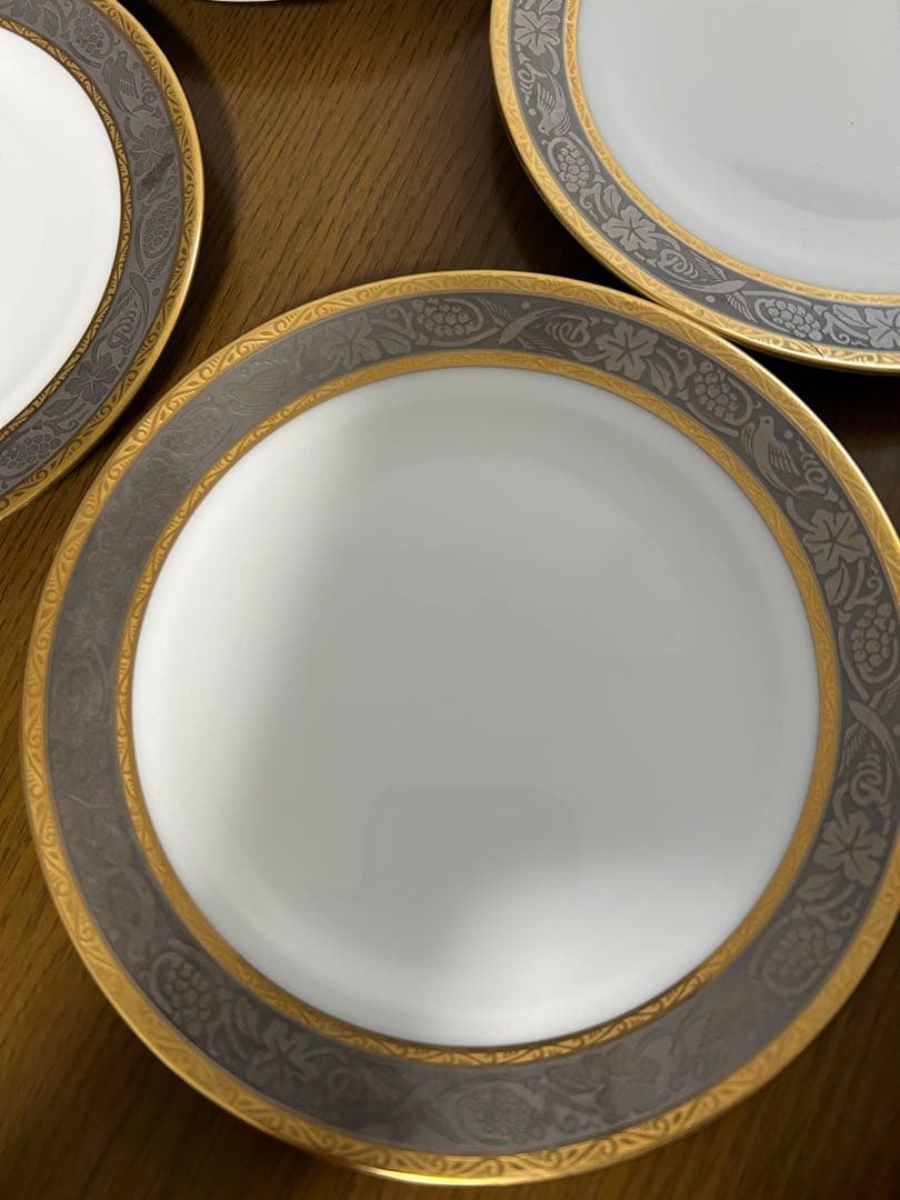 大倉陶園　白金金蝕 唐草葡萄　デザートプレート　16.8cm 6枚セット