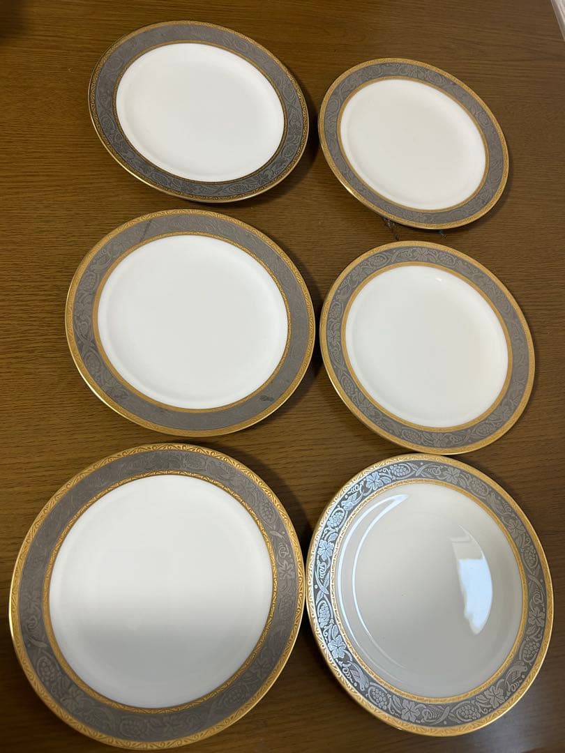 大倉陶園　白金金蝕 唐草葡萄　デザートプレート　16.8cm 6枚セット