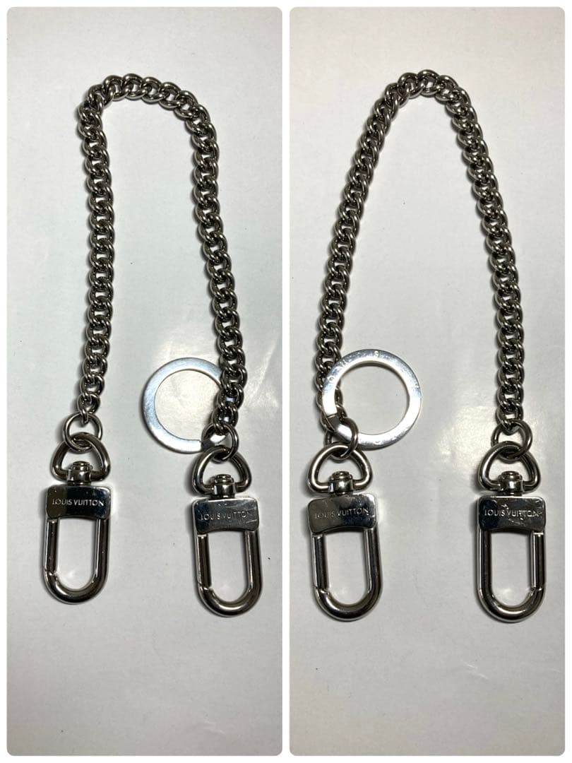 美品　ルイヴィトン　エピ　ノワール　LVサークル　チェーン付き　三つ折り財布