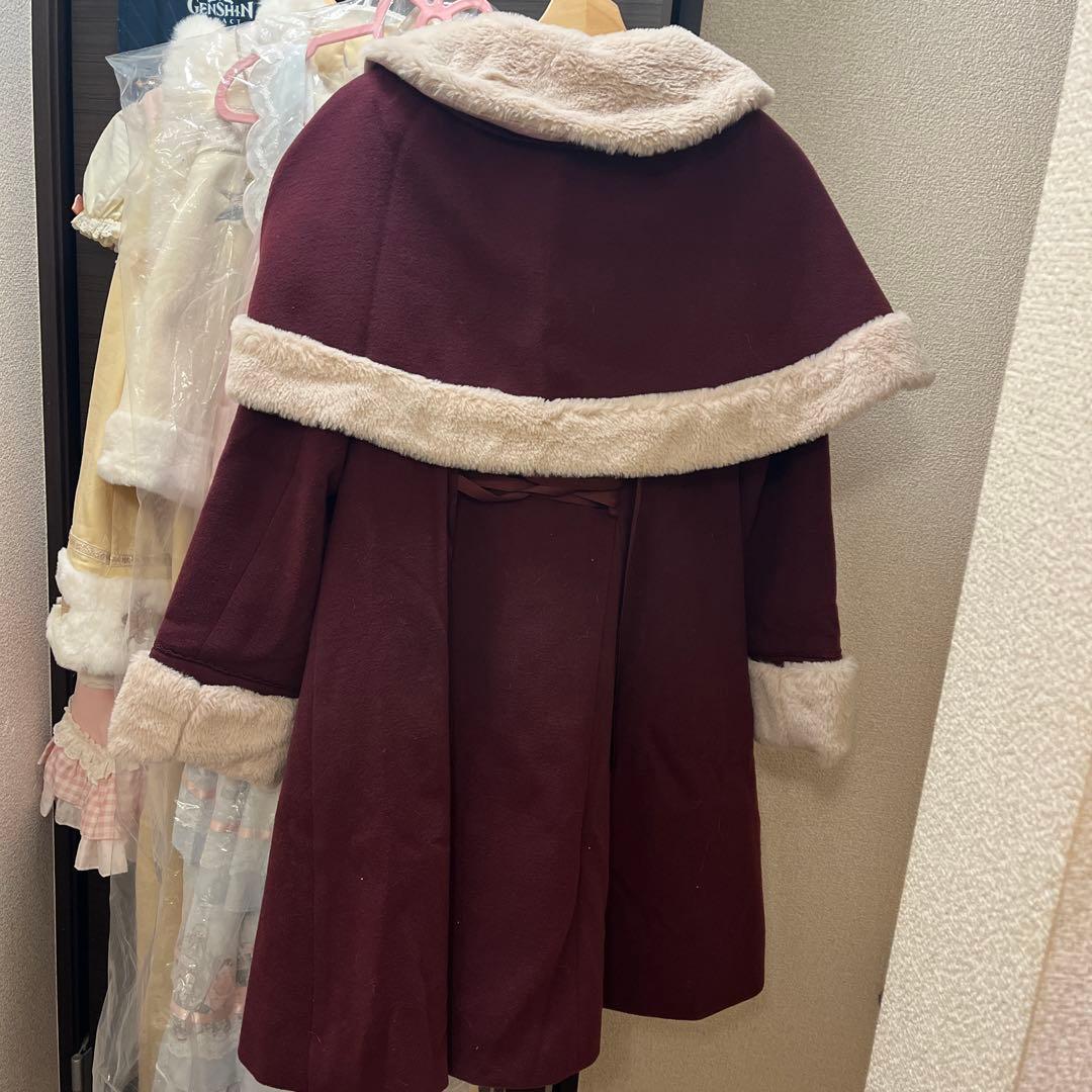 Amavel antique doll ケープ付きロングコート ボルドー