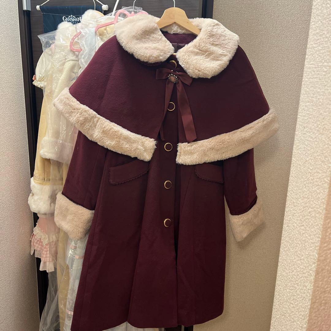 Amavel antique doll ケープ付きロングコート ボルドー