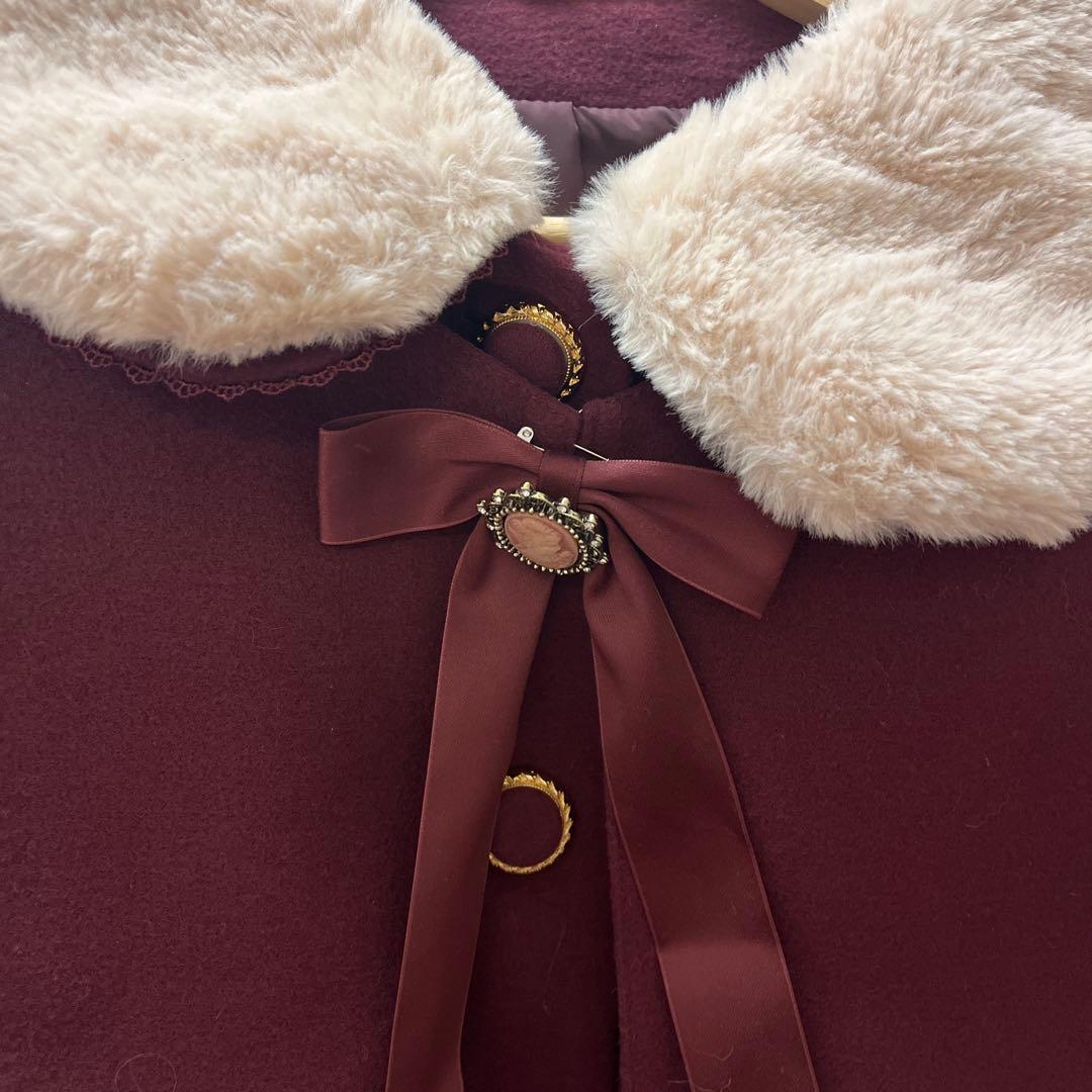 Amavel antique doll ケープ付きロングコート ボルドー