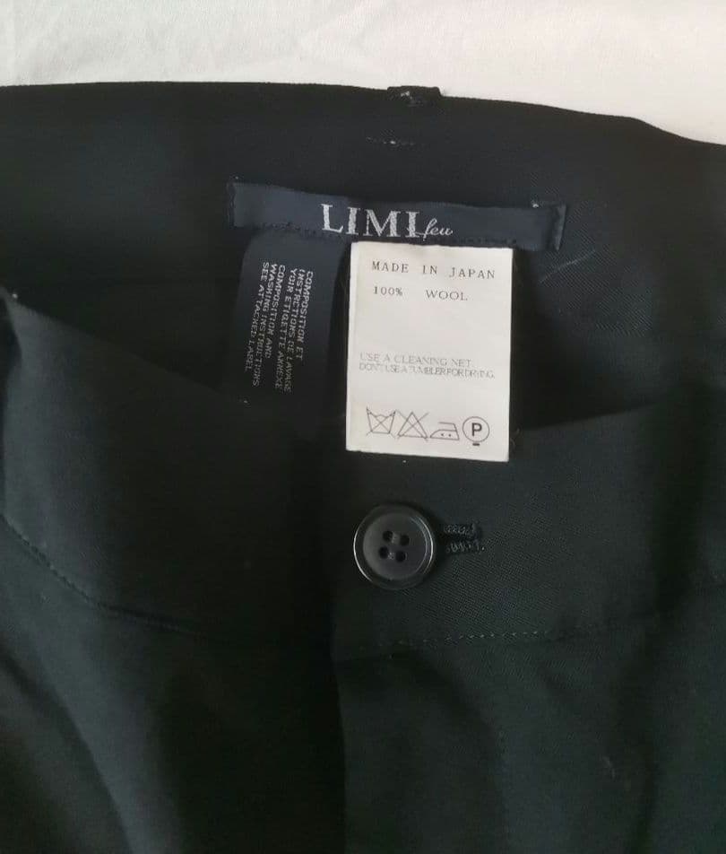 美品 リミフゥ 定番Wギャバサルエルパンツ S ウール ブラック