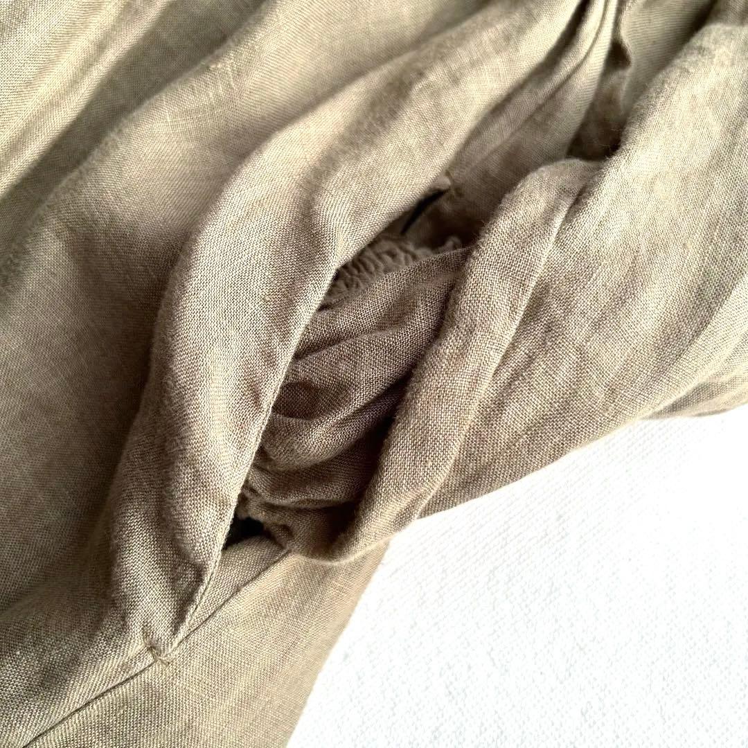 ネストローブ リネン製オリーブグリーンシャツワンピース長袖