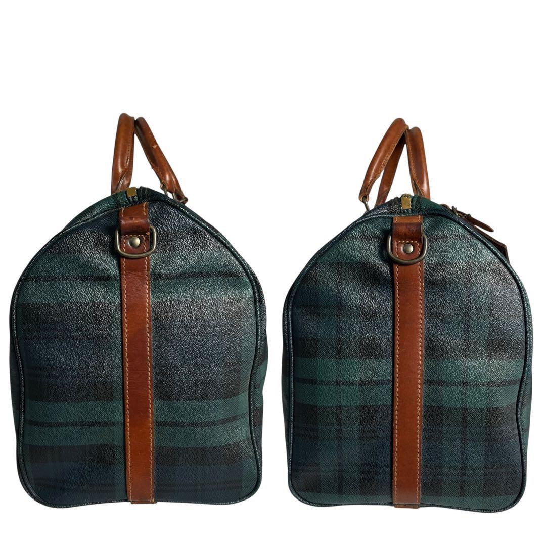 ポロラルフローレン ボストンバッグ チェック柄 PVC レザー 大容量 鞄