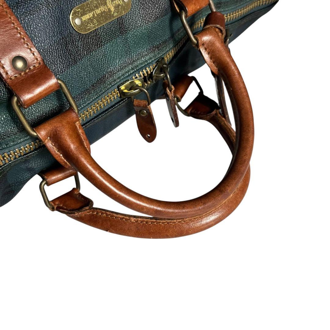 ポロラルフローレン ボストンバッグ チェック柄 PVC レザー 大容量 鞄