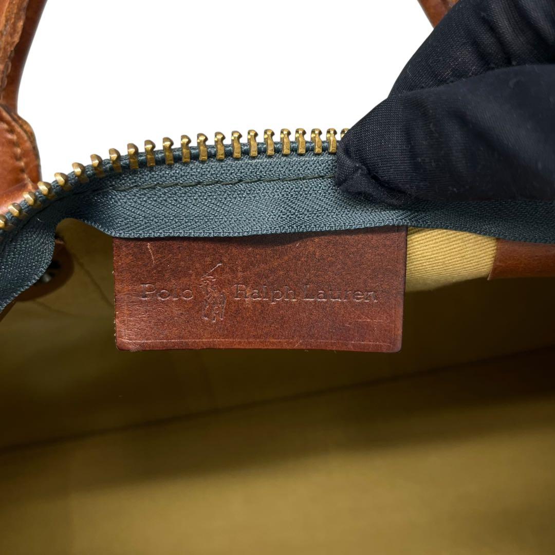 ポロラルフローレン ボストンバッグ チェック柄 PVC レザー 大容量 鞄