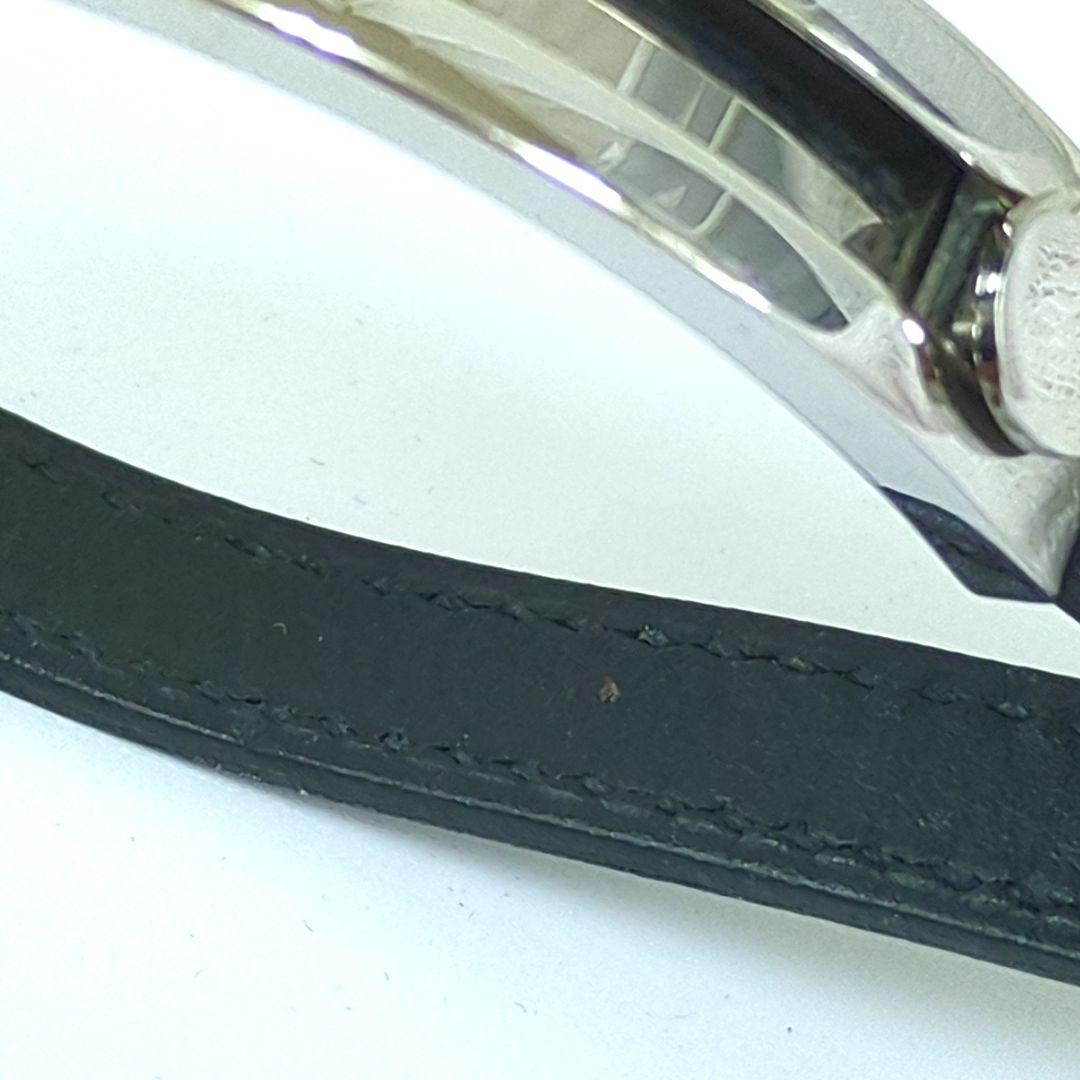 エルメス プスプス レザー ブレスレット バングル ブラック シルバー□G刻印