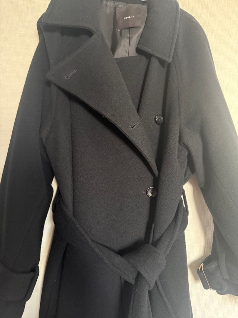 アニュアンス　ウールトレンチコート　ブラック　2025AW
