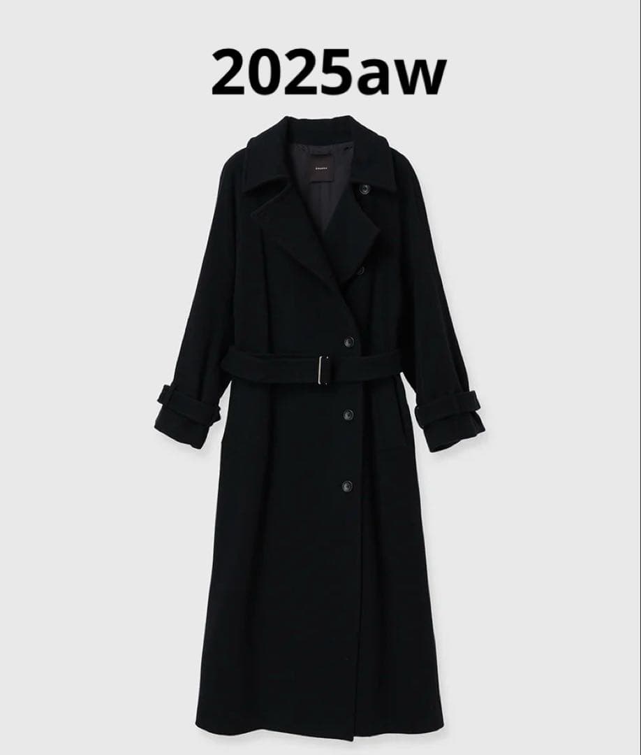 アニュアンス　ウールトレンチコート　ブラック　2025AW