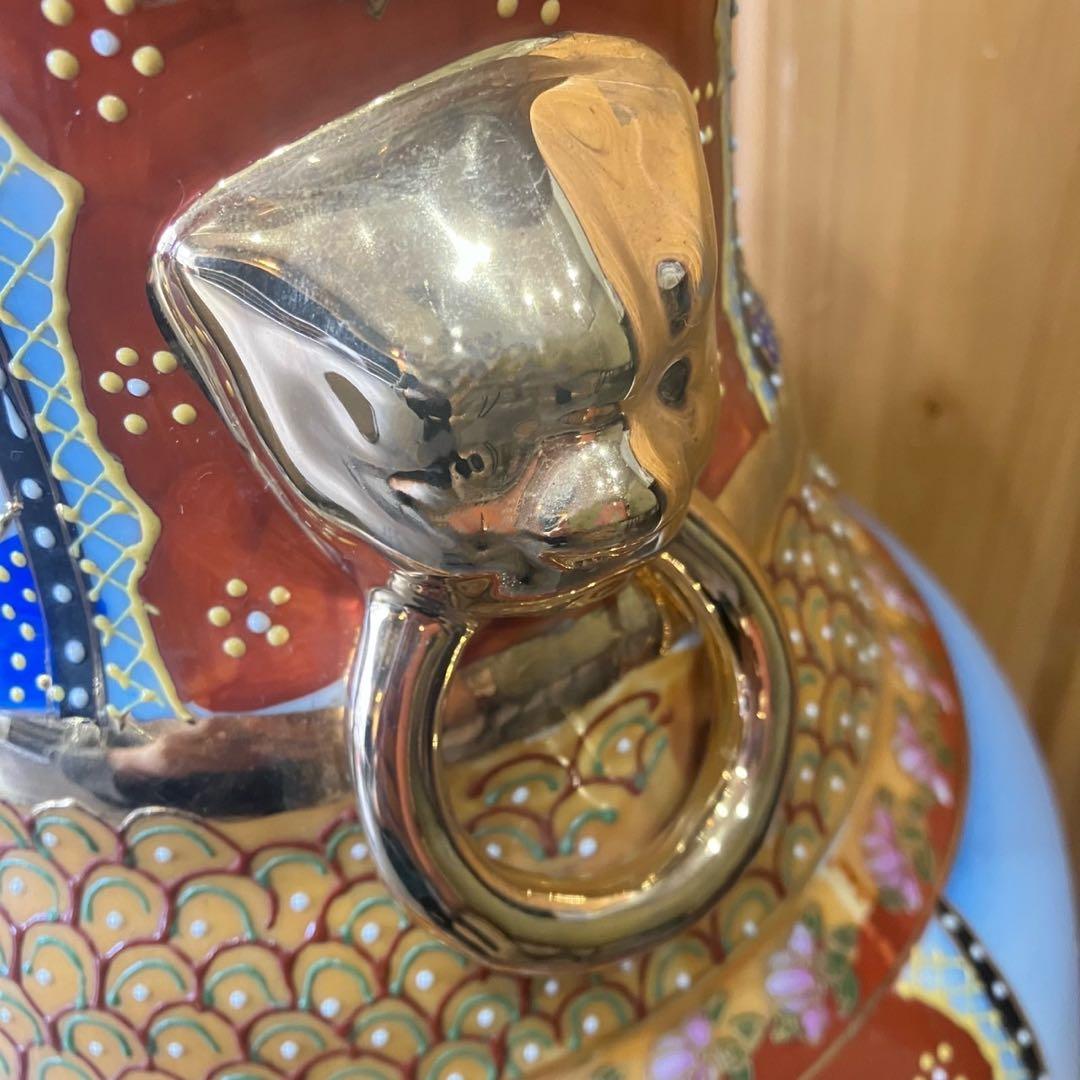 【大型花瓶】壺 花器 高級陶器 中国満州 花鳥風月 美人図 骨董品