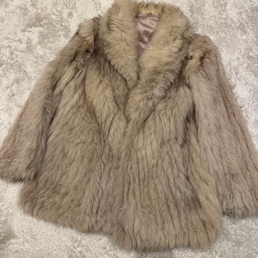 フォックスファー　コート　毛皮　ブルーフォックス　サイズ11 ファーコート