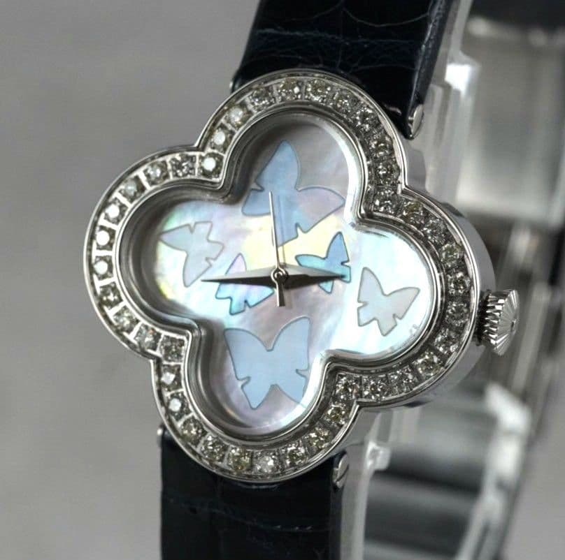 極美品 Lunage ルナージュ ダイヤベゼル 0.5ct シェル文字盤 稼動品