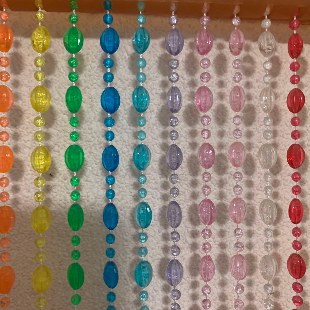 レア★ビーズカーテン　クリア　昭和レトロ　平成レトロ　ポップ　スケルトン　のれん